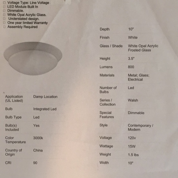 NIB Trans Globe lighting Walsh 10" Flushmount - Picture 4 of 4